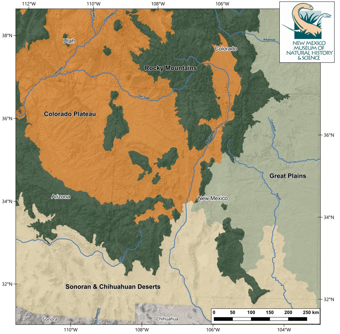 Bioscience map Map of Sonoran and Chihuahuan Deserts